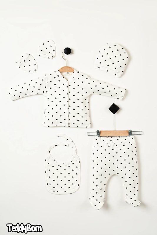 NewBorn 0-3 Months - White Polka 5 Piece Set x neukids