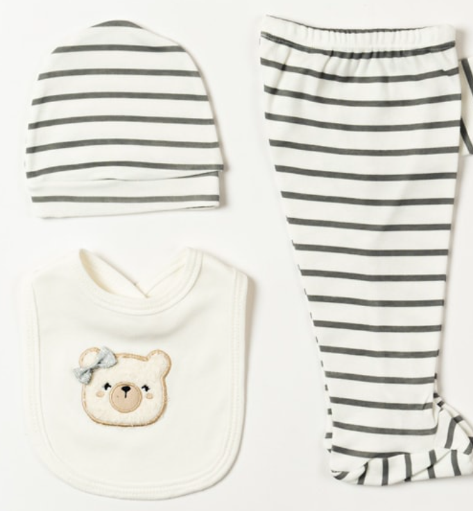 NewBorn 0-3 Months Baby Bear Stripes 5-Piece Set x Babyzuhu